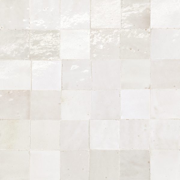 Zagora 2  x 2  Glossy Zellige Mosaic Tile in Blanc - 100003239