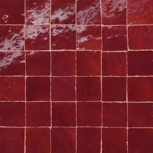 Zagora 2  x 2  Glossy Zellige Mosaic Tile in Rouge - 100003244