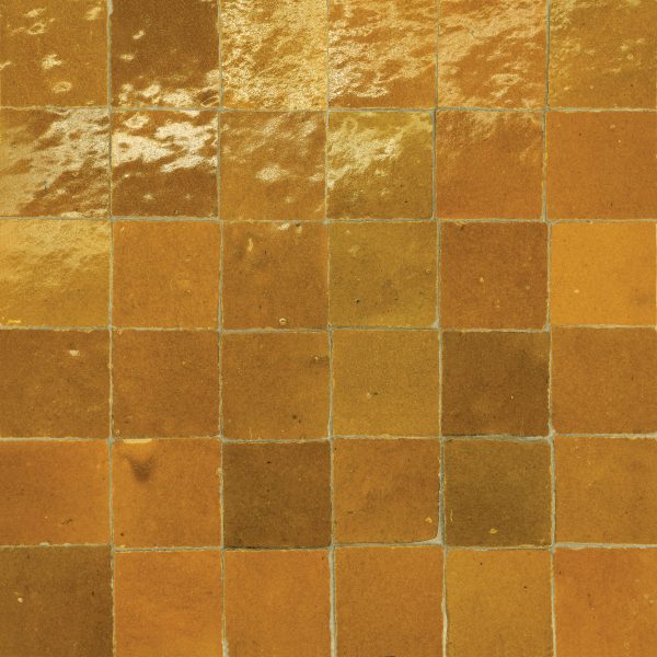 Zagora 2  x 2  Glossy Zellige Mosaic Tile in Caramel - 100003245