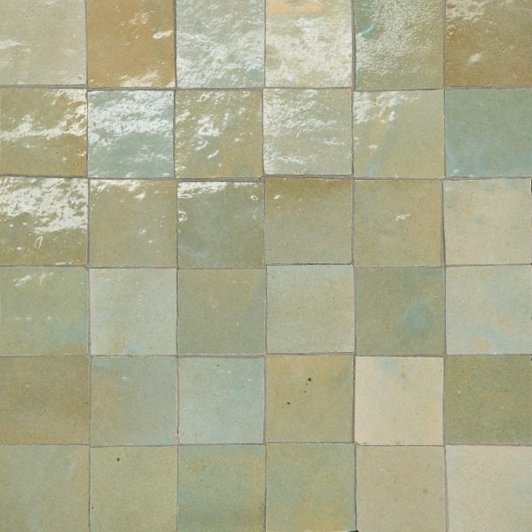 Zagora 2  x 2  Glossy Zellige Mosaic Tile in Vert Gris - 100003246