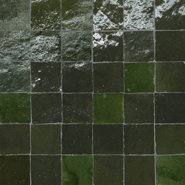 Zagora 2  x 2  Glossy Zellige Mosaic Tile in Vert Mousse - 100003247