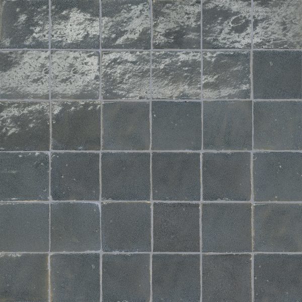 Zagora 2  x 2  Glossy Zellige Mosaic Tile in Charcoal - 100003250