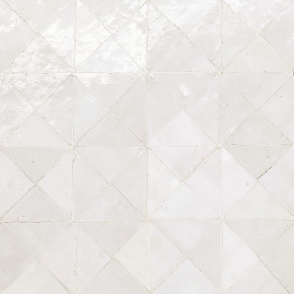 Zagora Triangle Glossy Zellige Mosaic Tile in Blanc - 100003271