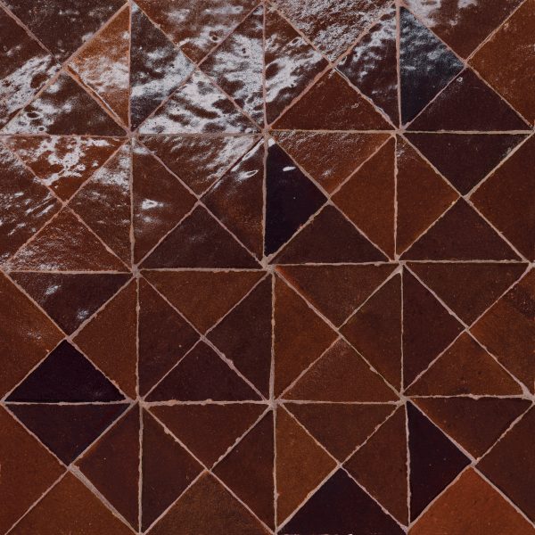 Zagora Triangle Glossy Zellige Mosaic Tile in Maroon - 100003284