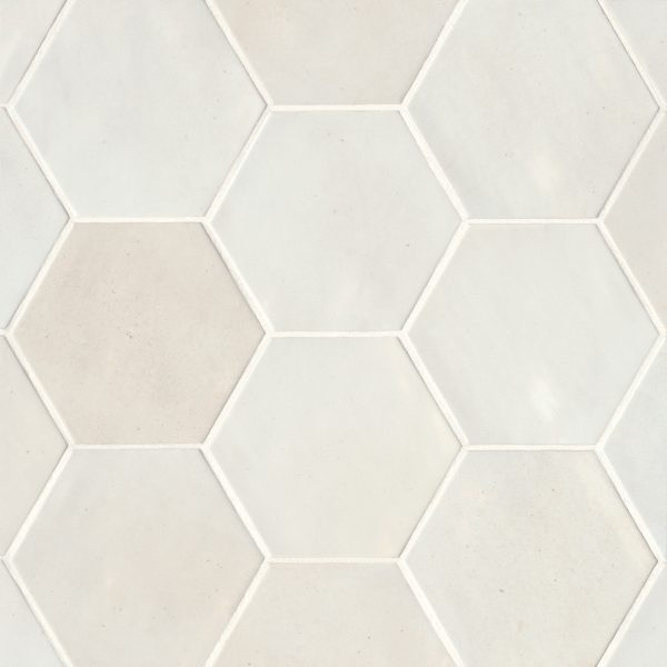 Celine 4  Hexagon Glossy Porcelain Floor & Wall Tile in White - 100003433