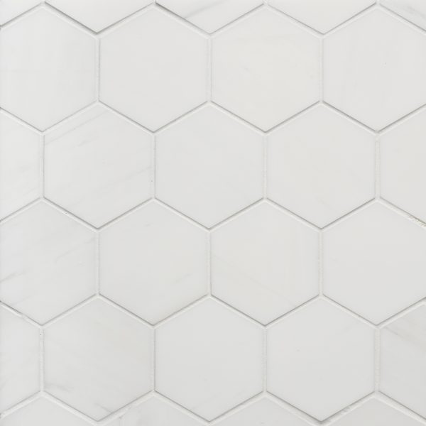 Dolomite 3  Honed Hexagon Marble Mosaic - 100003584