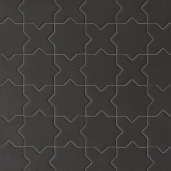 Le Cafe 2  x 2  Cross & Star Matte Porcelain Mosaic Tile in Black - 100003614