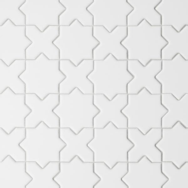 Le Cafe 2  x 2  Cross & Star Matte Porcelain Mosaic Tile in White - 100003615