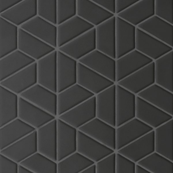 Le Cafe 1  x 2  Half Hexagon Matte Porcelain Mosaic in Black - 100003618