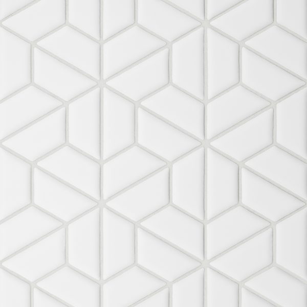 Le Cafe 1  x 2  Half Hexagon Matte Porcelain Mosaic in White - 100003619