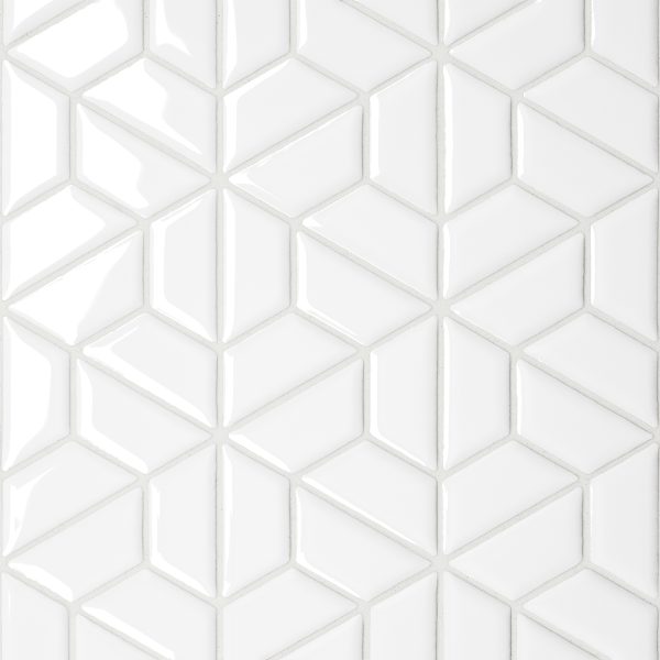 Le Cafe 1  x 2  Half Hexagon Glossy Porcelain Mosaic in White - 100003621