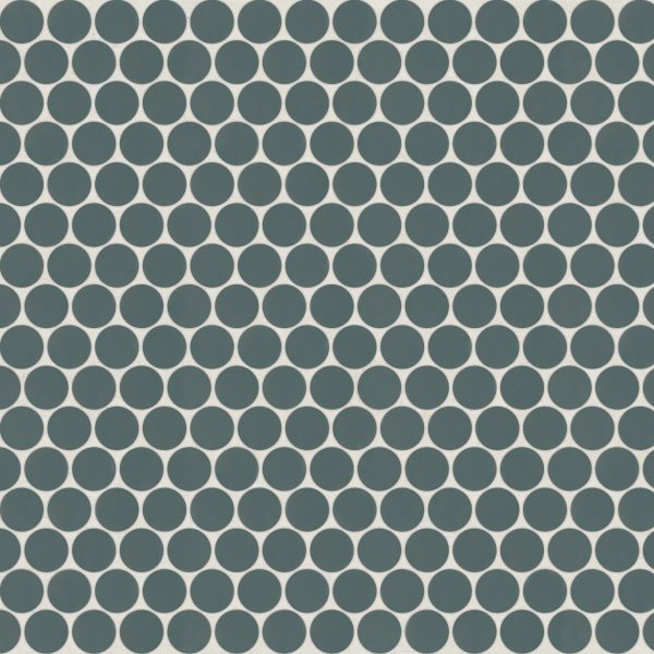 Marin 3/4  Penny Round Matte Porcelain Mosaic in Ocean Teal - 100004034