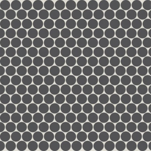 Marin 3/4  Penny Round Matte Porcelain Mosaic in Black Sea - 100004040