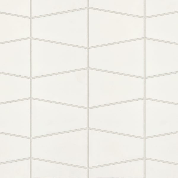 Marin Trapezoid Matte Porcelain Mosaic in Pearl White - 100004048