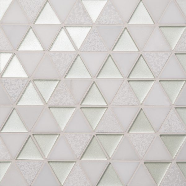 Kaikos 1.75  Triangle Glass and Stone Mosaic in Pearl and Oriental White - 100004079