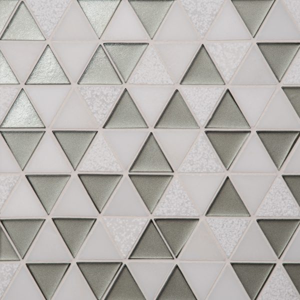 Kaikos 1.75  Triangle Glass and Stone Mosaic in Gray and Oriental White - 100004081