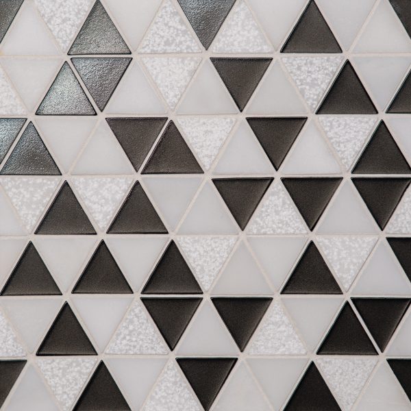 Kaikos 1.75  Triangle Glass and Stone Mosaic in Brown and Oriental White - 100004083