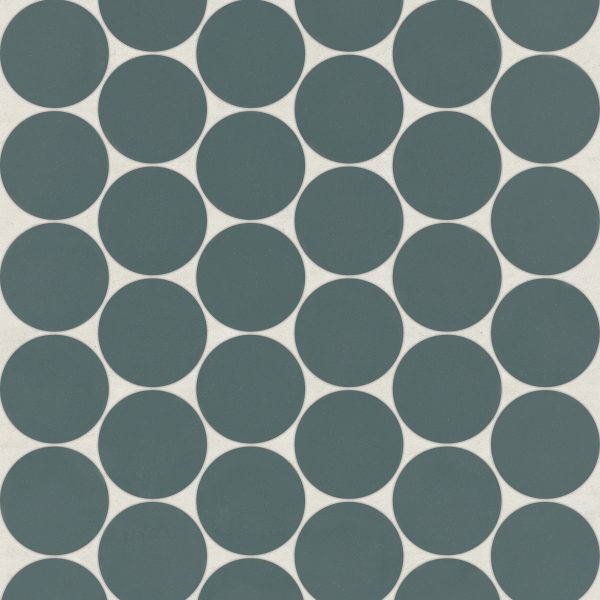 Marin 2  Penny Round Matte Porcelain Mosaic in Ocean Teal - 100004789