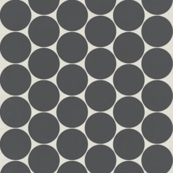 Marin 2  Penny Round Matte Porcelain Mosaic in Black Sea - 100004795