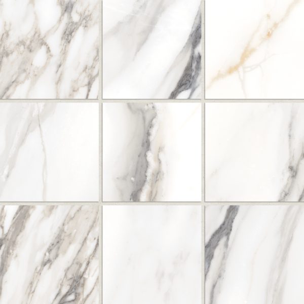 Prati 4  x 4  Honed Porcelain Mosaic in Calacatta Borghini Warm - 100006009