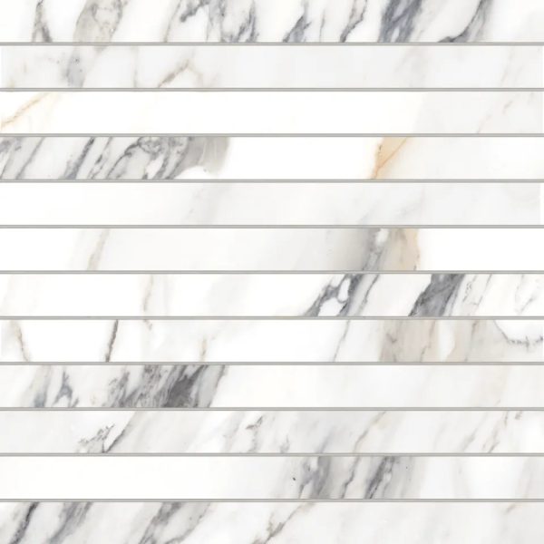 Prati 1  x 12  Honed Porcelain Mosaic in Calacatta Borghini Warm - 100006011