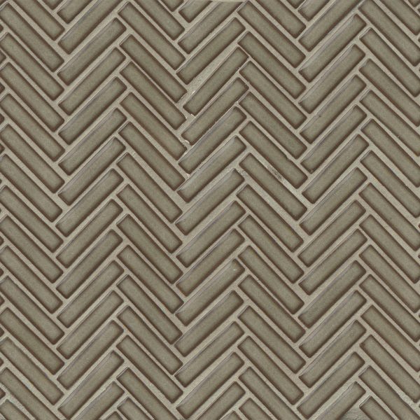 90 1/2  x 2  Herringbone Porcelain Mosaic Tile in Gray Haze - DEC90GRH122MO