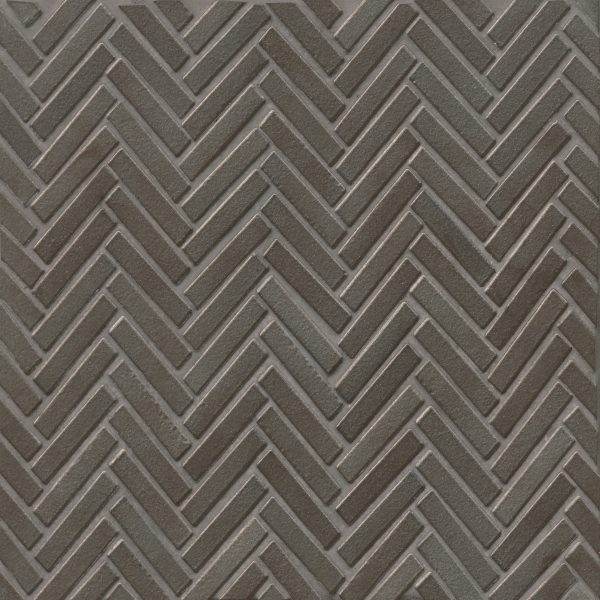 90 1/2  x 2  Herringbone Porcelain Mosaic Tile in Metallic - DEC90MET122MO