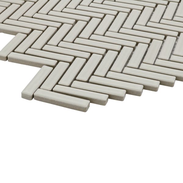 90 1/2  x 2  Herringbone Porcelain Mosaic Tile in Off White - DEC90OFW122MO - Image 2