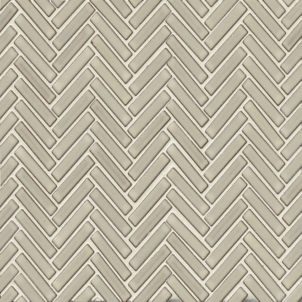 90 1/2  x 2  Herringbone Porcelain Mosaic Tile in Putty - DEC90PUT122MO