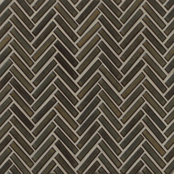 90 1/2  x 2  Herringbone Porcelain Mosaic Tile in Shadow - DEC90SHA122MO