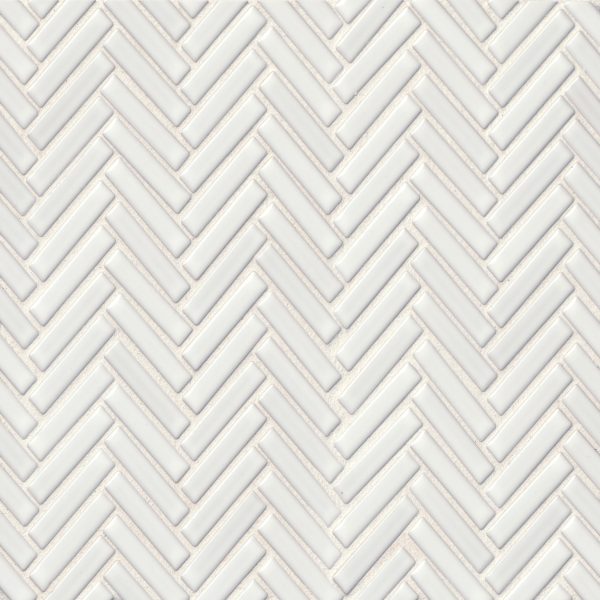 90 1/2  x 2  Herringbone Porcelain Mosaic Tile in White - DEC90WHI122MO