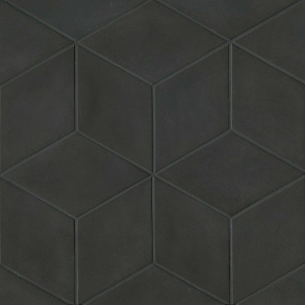 Allora 7.5  x 12.75  Rhomboid Matte Porcelain Tile in Solid Black - DECALLBLARHOM