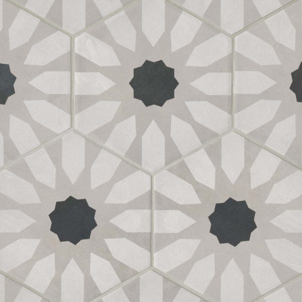 Allora 8.5  x 10  Matte Fiore Hexagon Deco Porcelain Tile - DECALLFIODECOM