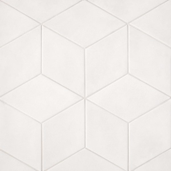 Allora 7.5  x 12.75  Rhomboid Matte Porcelain Tile in Solid White - DECALLWHIRHOM