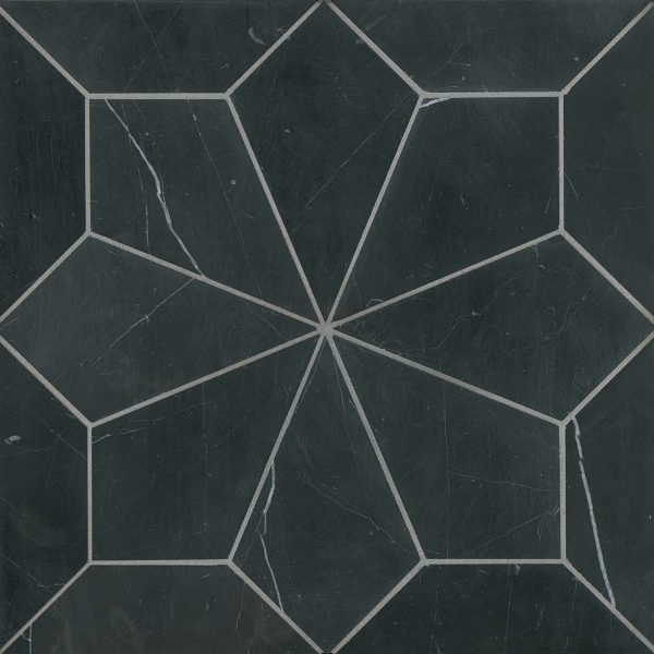 Blomma Honed Marble Mosaic Tile in Nero - DECBLONER1212MO