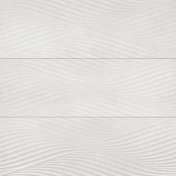 Donna 13  x 40  Matte Wave Deco Ceramic Tile in Silver - DECDONSIL1340WAVM