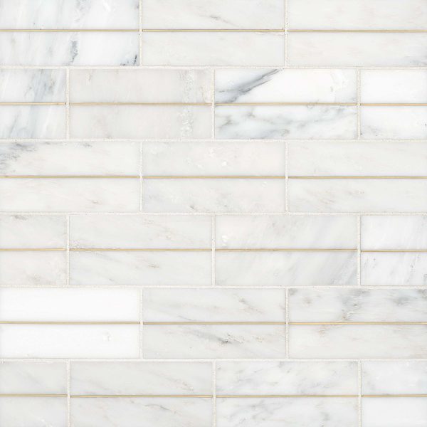 Ferrara 3  x 6  Honed Marble Decorative Tile with Brass in Bianco - DECFERBIA36DECOH