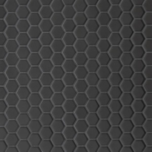 Le Cafe 1  x 1  Hexagon Matte Porcelain Mosaic Tile in Black - DECLEC11B