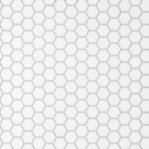 Le Cafe 1  x 1  Hexagon Matte Porcelain Mosaic Tile in White - DECLEC11W