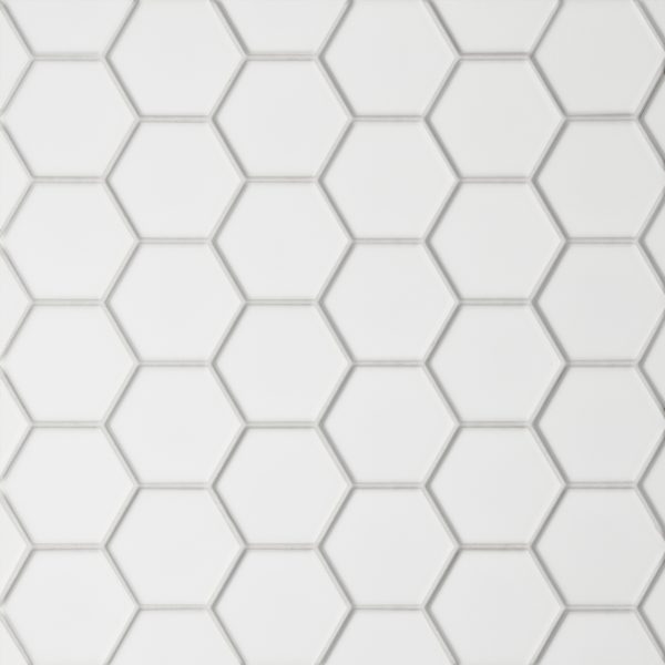 Le Cafe 2  x 2  Hexagon Matte Porcelain Mosaic Tile in White - DECLEC22W