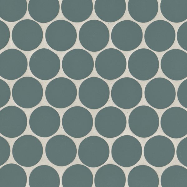 Makoto 2  Round Matte Porcelain Mosaic Tile in Arashi Blue - DECMAKARB2RMOM