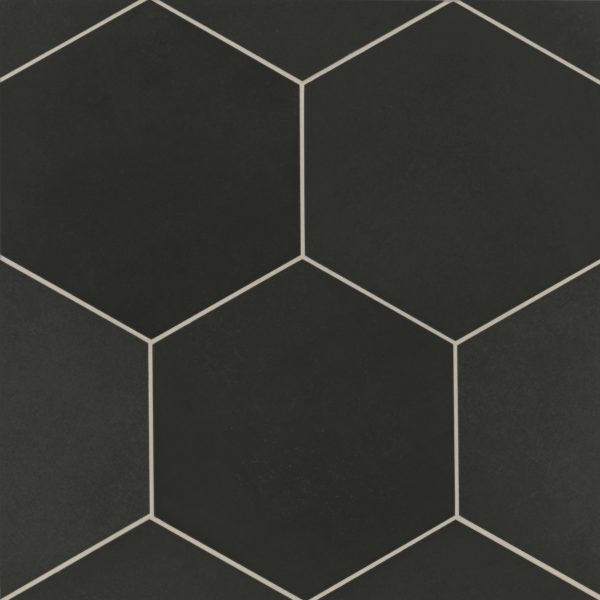 Makoto 10  x 11.5  Hexagon Matte Porcelain Tile in Kuroi Black - DECMAKKUBHEX10M