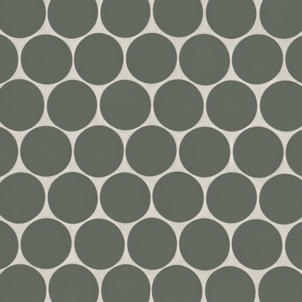 Makoto 2  Round Matte Porcelain Mosaic Tile in Midori Green - DECMAKMIG2RMOM