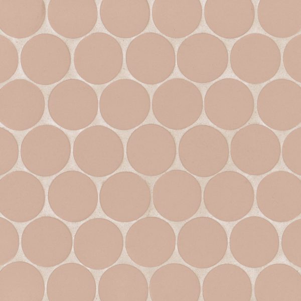 Makoto 2  Round Matte Porcelain Mosaic Tile in Momoiro Blush - DECMAKMOB2RMOM