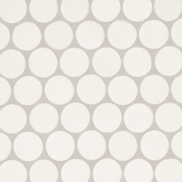 Makoto 2  Round Matte Porcelain Mosaic Tile in Shoji White - DECMAKSHW2RMOM