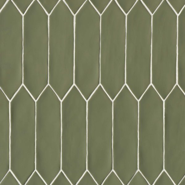 Reine 3  x 12  Picket Pattern Matte Ceramic Wall Tile in Castle Moss Green - DECREICMG311PICM