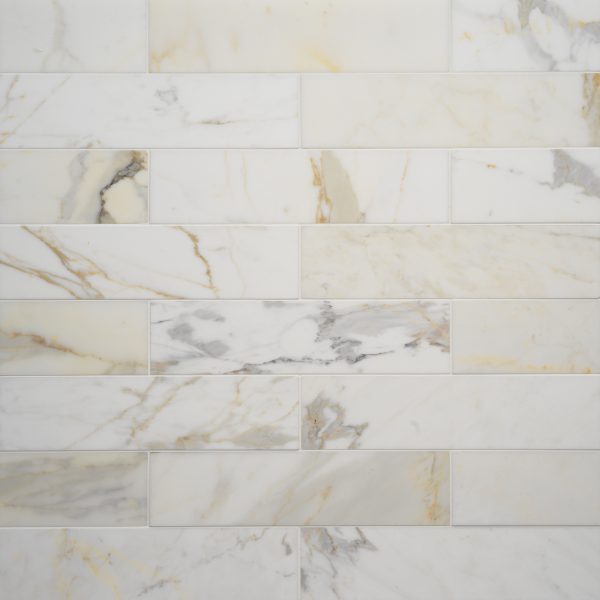 Calacatta 3  x 12  Honed Marble Tile in White - MRBCALORO0312H