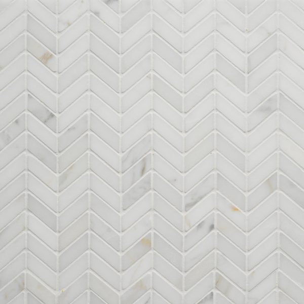 Calacatta Chevron Honed Marble Mosaic Tile in White - MRBCALOROCHE