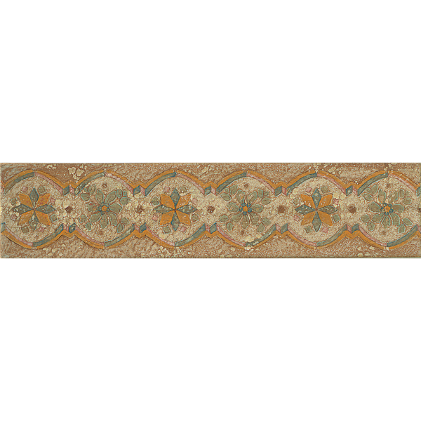 Cotto Nature 3 x 14 Trim in Decos-  Hand  Painted - NATCOTTIRSAN314