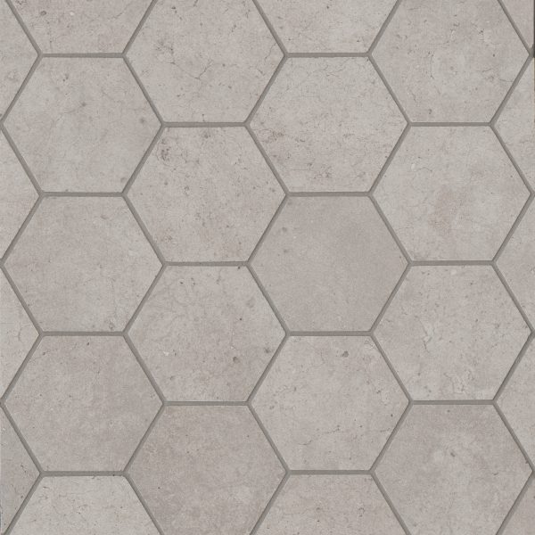 Materika 3  Hexagon Matte Porcelain Mosaic in Greige - NORMATGRE3HEXMO